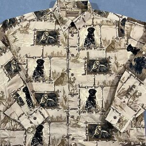 Magellan Sportswear Hunting Dogs Shirt Mens Large Beige Labrador Cowboy‎ Western